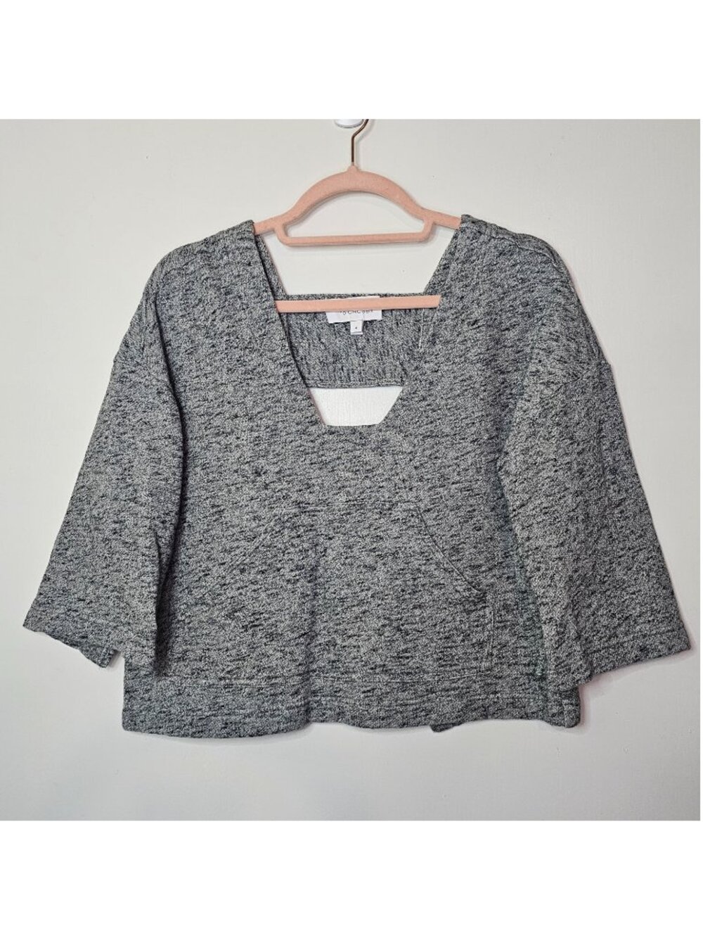 Derek Lam 10 Crosby Oversized Crop Top Sweatshirt w Cutout Back Detail 4 Grey